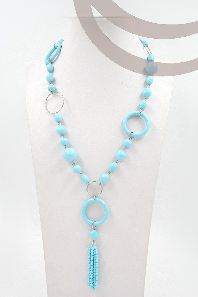 Long Nacklace with semiprecious stone element handmade with sterling silver wire