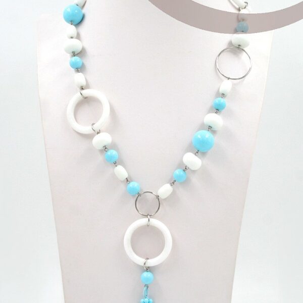 Collana lunga con elementi in pietra dura lavorata in argento 925‰