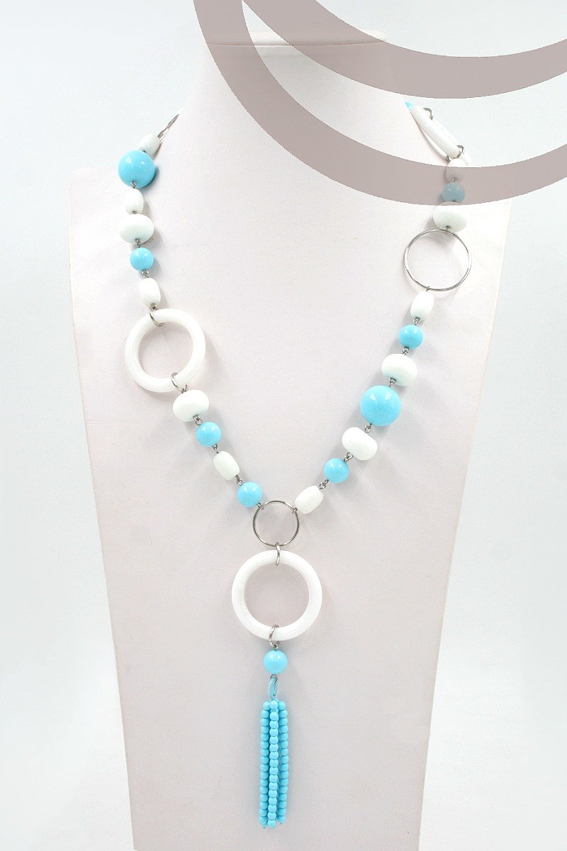Long Nacklace with semiprecious stone element handmade with sterling silver wire