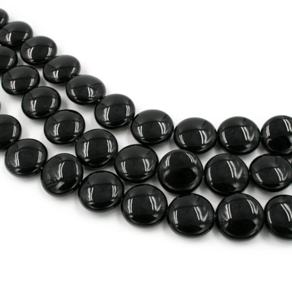 Black Agate strands coin shape size 12mm