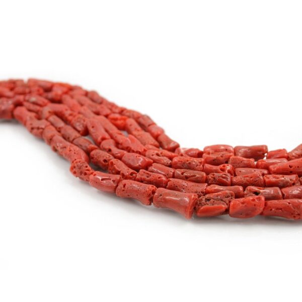 Mediterranean Coral strands irregular cylindrical shape size 14x7mm - 16x8mm