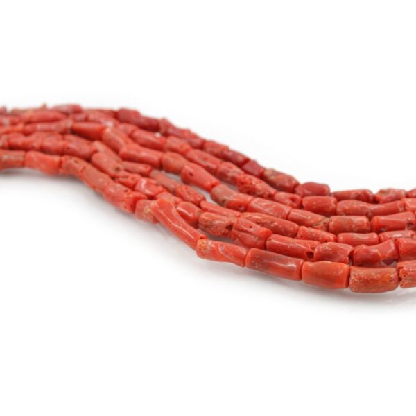 Mediterranean Coral strands cylindrical shape size 12x6mm / 19x5mm