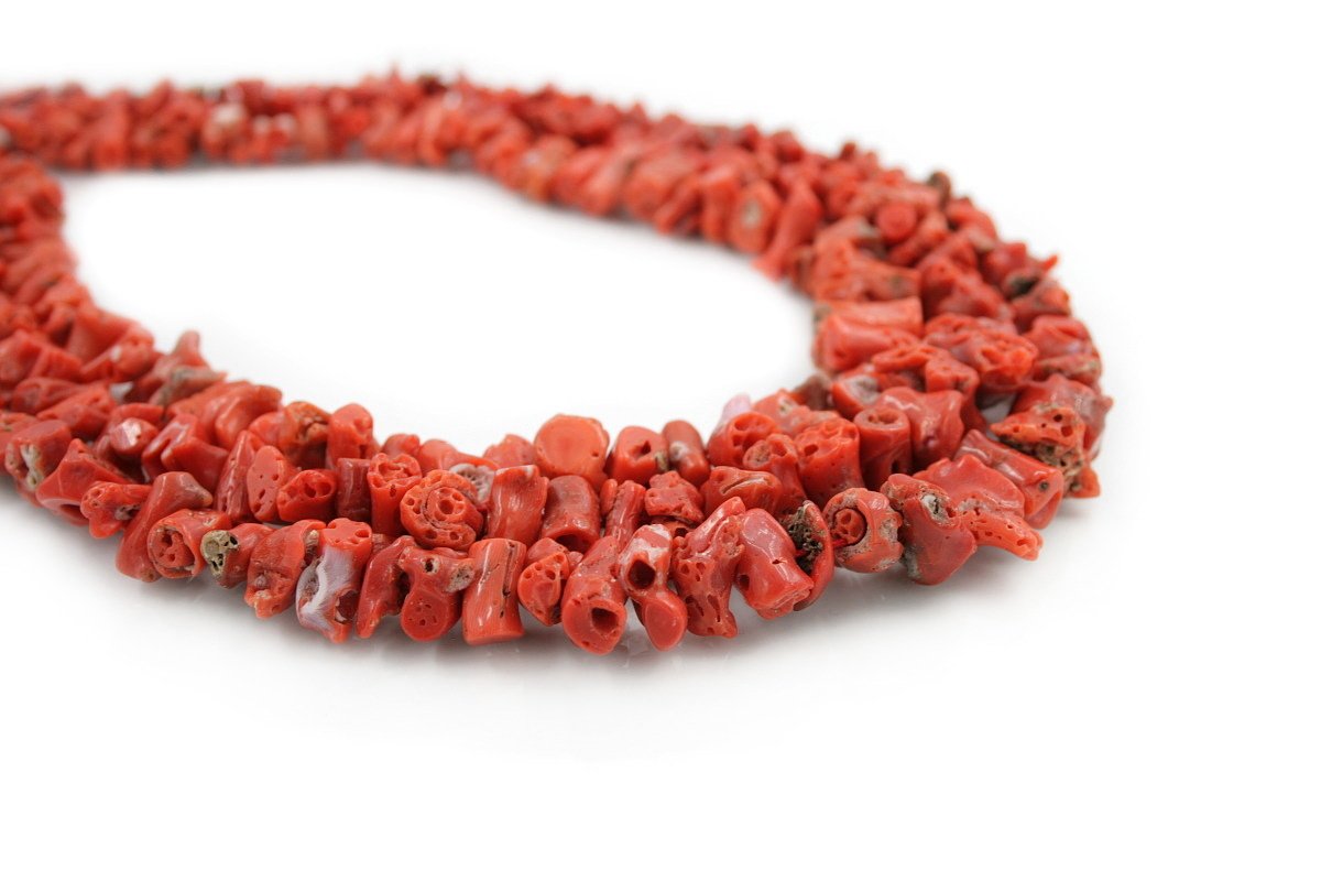 Mediterranean Coral gradation strands stone raw shape