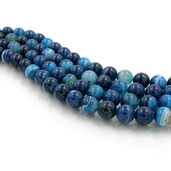 Blue Striated Agate strands round beads 4mm to 20mm
