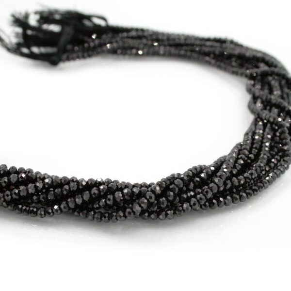 Black Spinel strands faceted washer shape size 3x2mm - AA-Quality