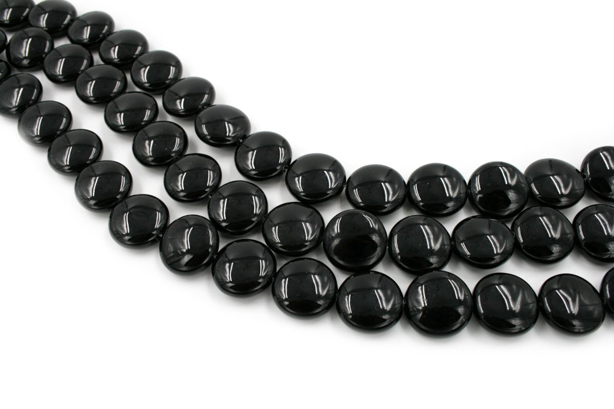 Black Agate strands coin shape size 16mm