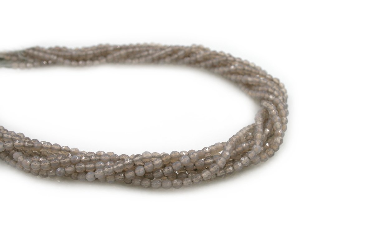 Grey Agate strands faceted round beads 3mm to 18mm - Image 3