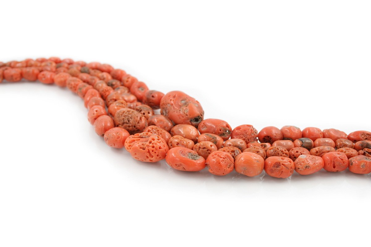Mediterranean Coral gradation strands raw tumbles shape