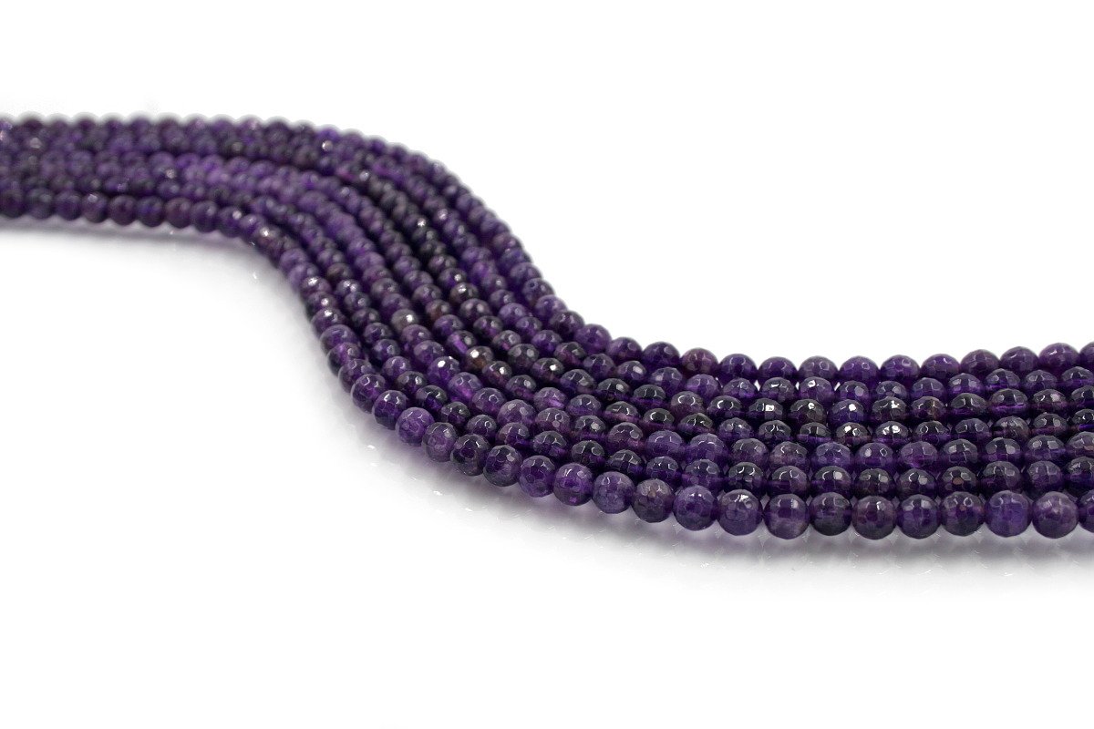 Amethyst strands faceted round shape size 6mm