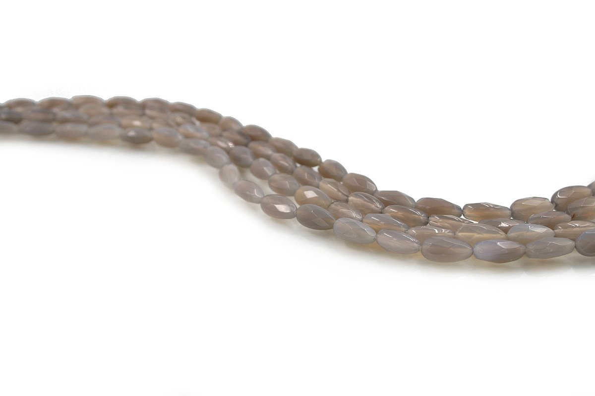 Grey Agate strands faceted drop shape size 12x6mm
