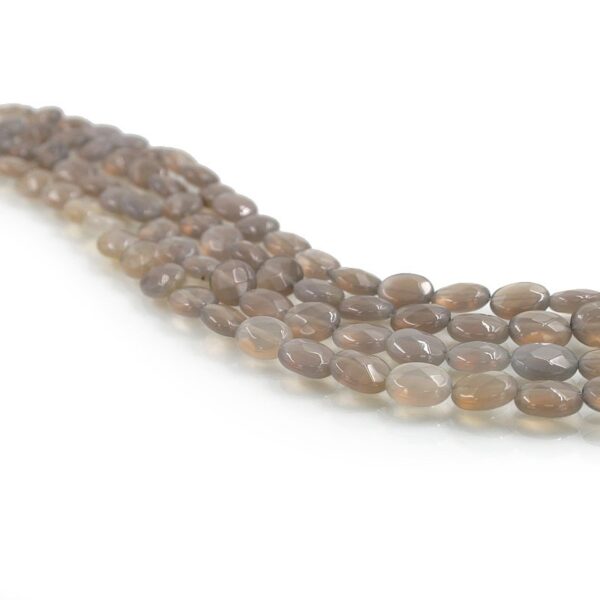 Agata grigia fili flat oval sfaccettati 10x8mm