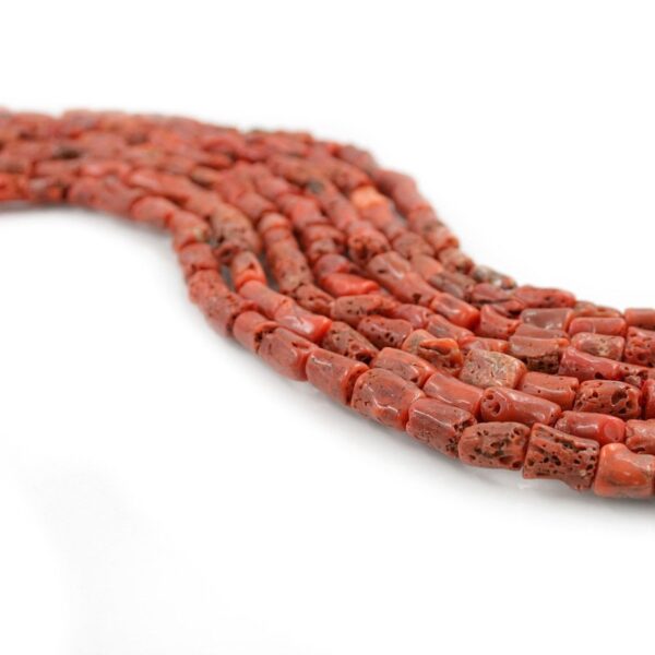 Mediterranean Coral strands cylindrical shape size 6x10mm - 6x12mm