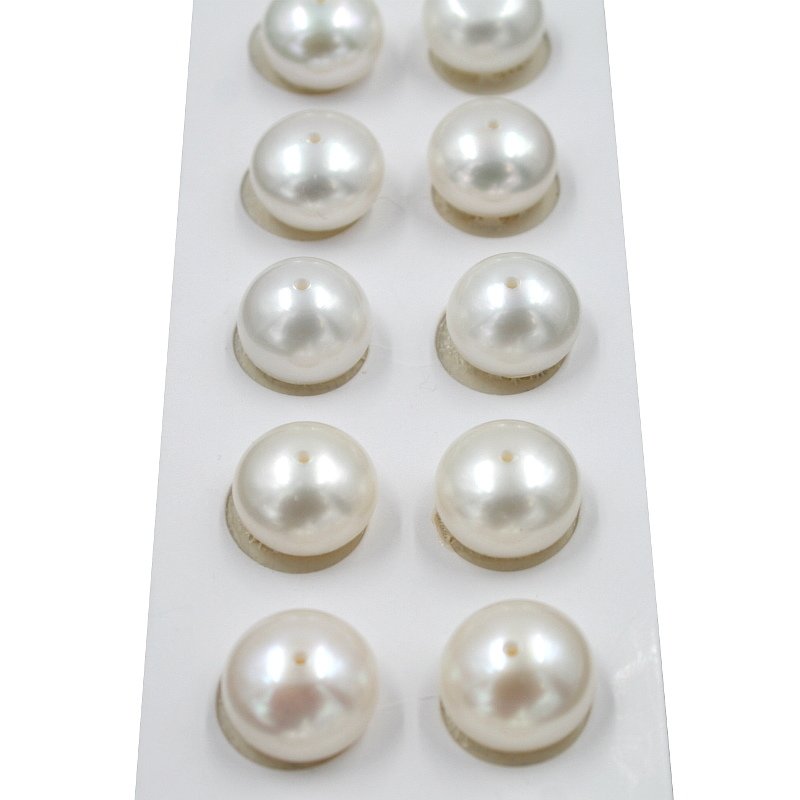 Perle d'Acqua Dolce coppie bottoni 10-10½mm - Foro Passante