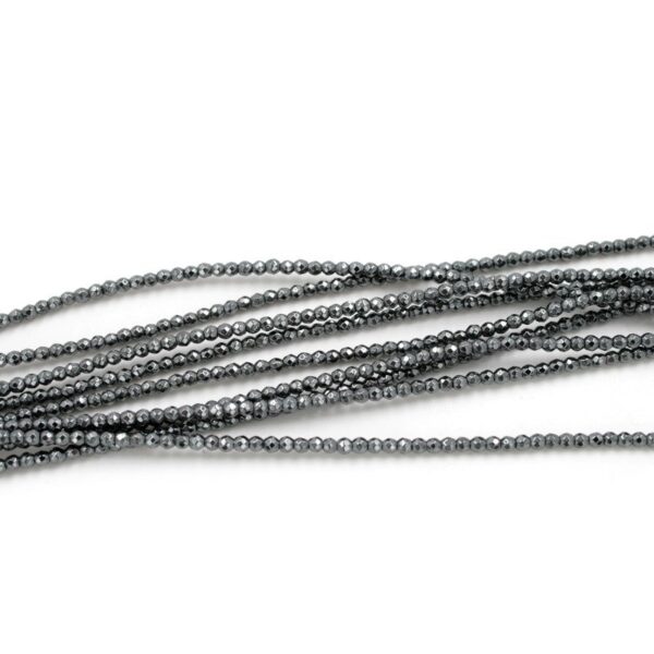 Hematite strands faceted round shape size 2mm
