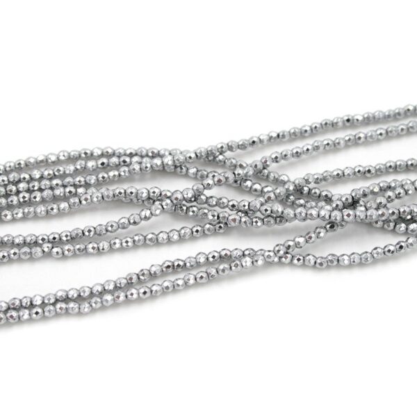 Hematite strands faceted round shape size 2mm - Silver color