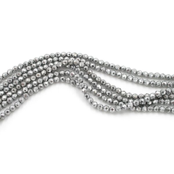 Hematite strands faceted round shape size 3mm - Silver color