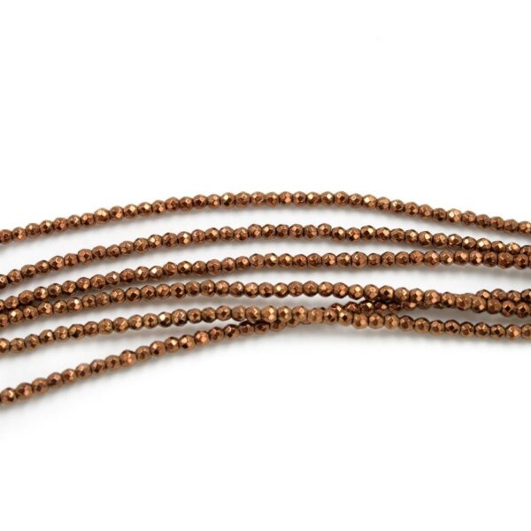 Hematite strands faceted round shape size 2mm - Copper color