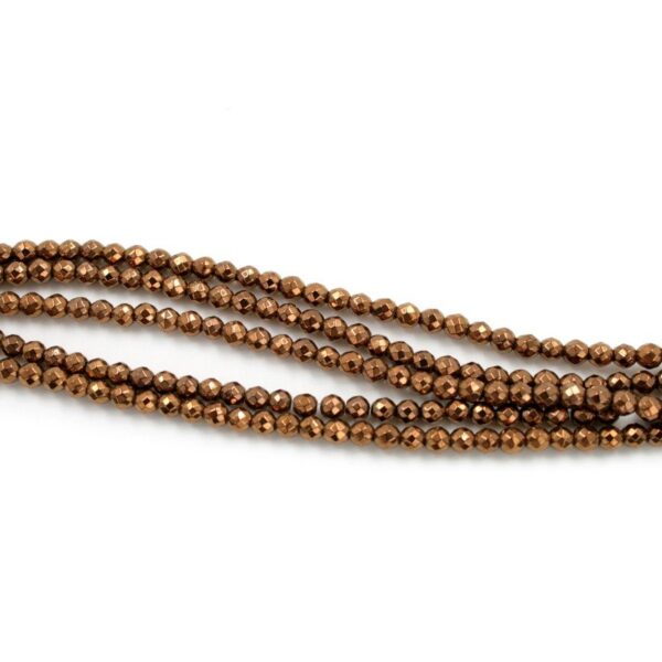 Hematite strands faceted round shape size 3mm - Copper color