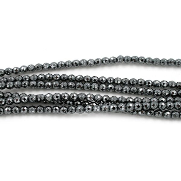 Hematite strands faceted round shape size 4mm