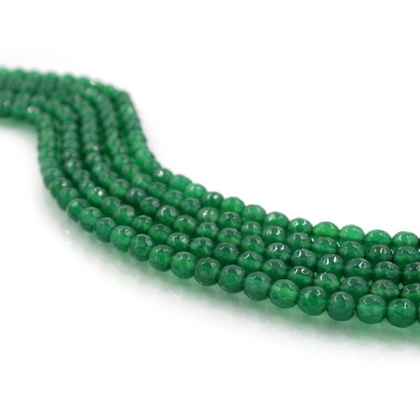 Green Agate strand round facetted shape size 6mm