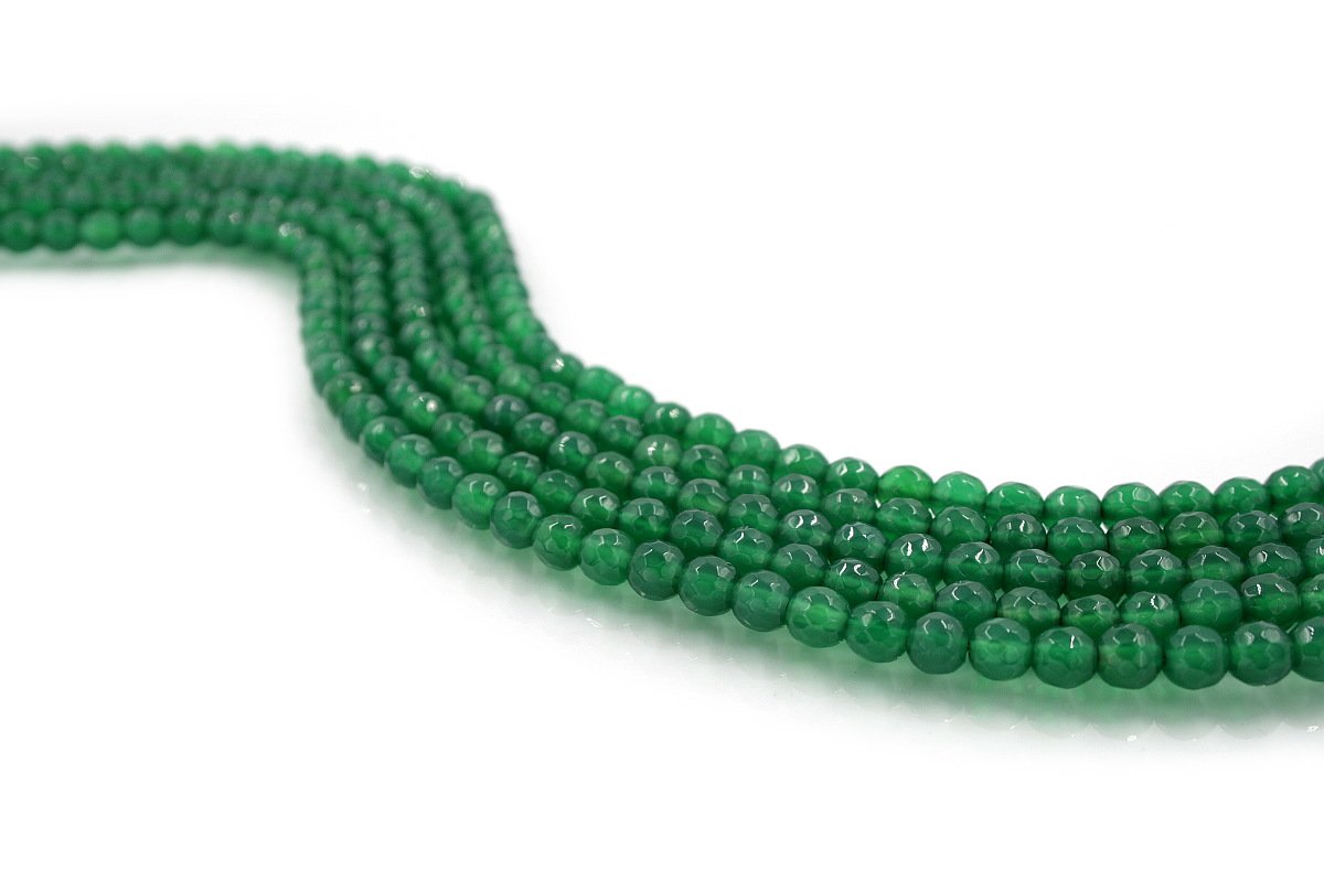 Green Agate strand round facetted shape size 6mm