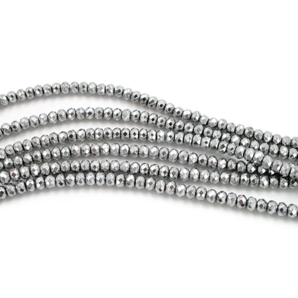 Hematite strands faceted washer shape size 4x3mm - Silver color