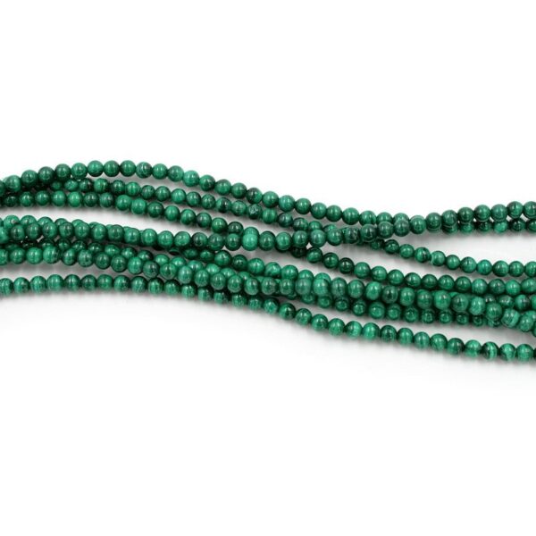 Malachite strands round shape size 4mm - AA Quality