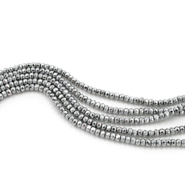 Hematite strands facetted washer shape size 3x2mm silver color