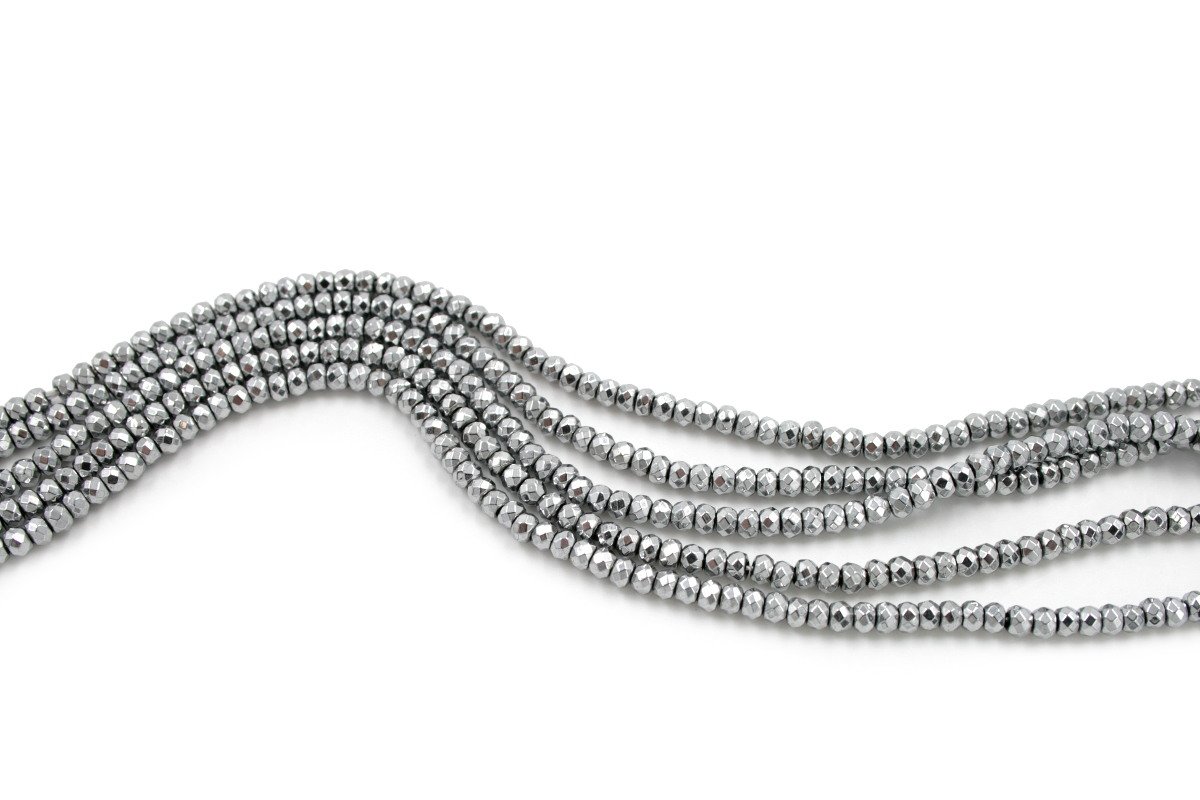Ematite fili rondelle sfaccettate 3x2mm silver