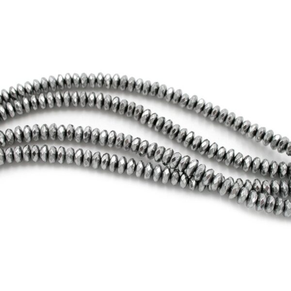 Hematite washer shape faccetted strands size 6x3mm silver color
