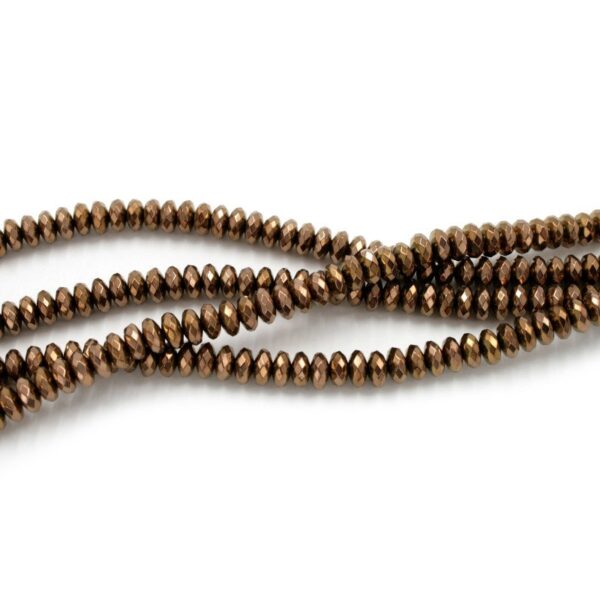 Hematite strands faceted washer shape size 6x3mm - Copper color