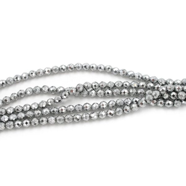 Hematite strands faceted round shape size 4mm - Silver color