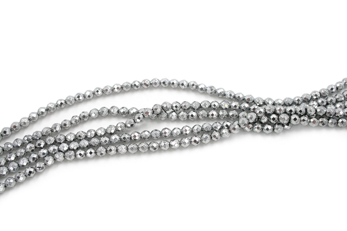 Ematite fili round sfaccettati 4mm - Silver