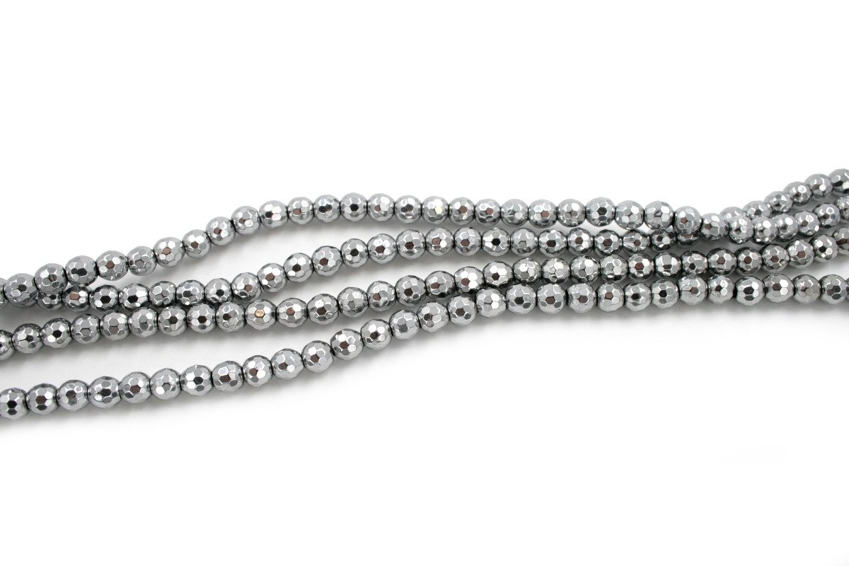 Ematite fili round sfaccettati 6mm silver