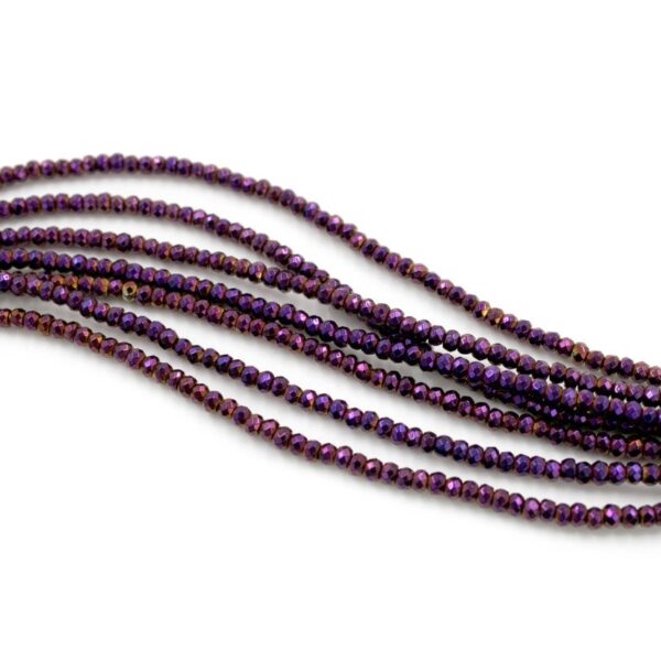 Hematite strands facetted washer shape size 3x2mm violet color