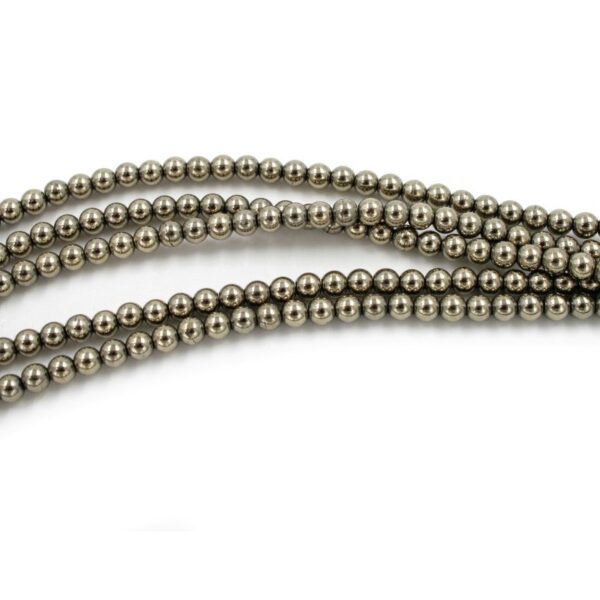 Hematite strands faceted round shape size 4mm - Pyrite color
