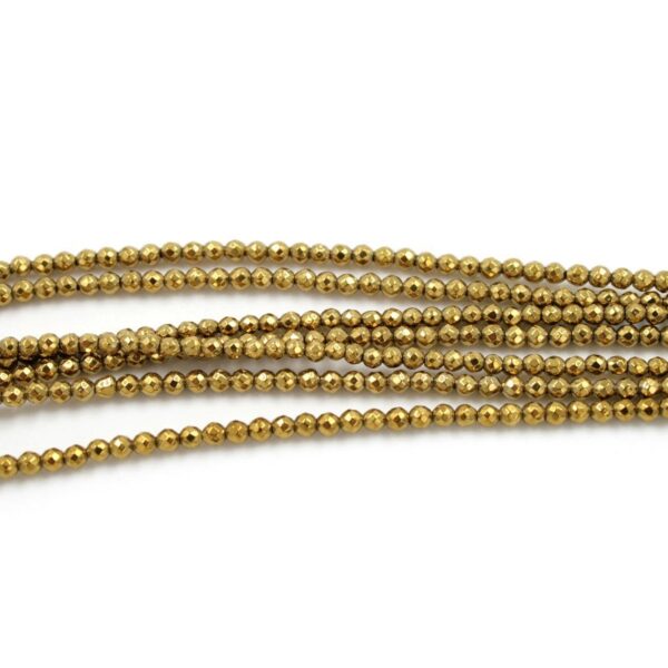 Hematite strands faceted round shape size 2mm - Gold color