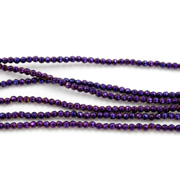 Hematite strands faceted round shape size 2mm - Purple color