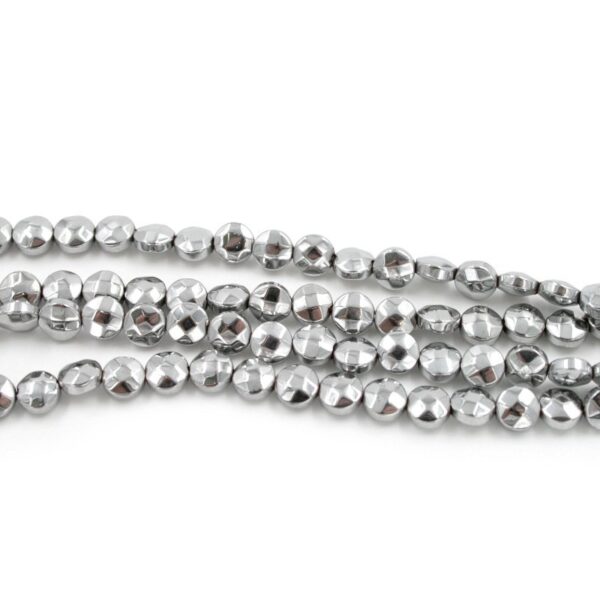 Hematite strands faceted coin shape size 6mm - Silver color