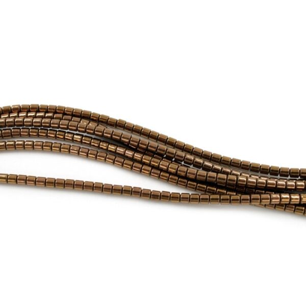 Hematite strands cylindrical shape size 3mm - Bronze color
