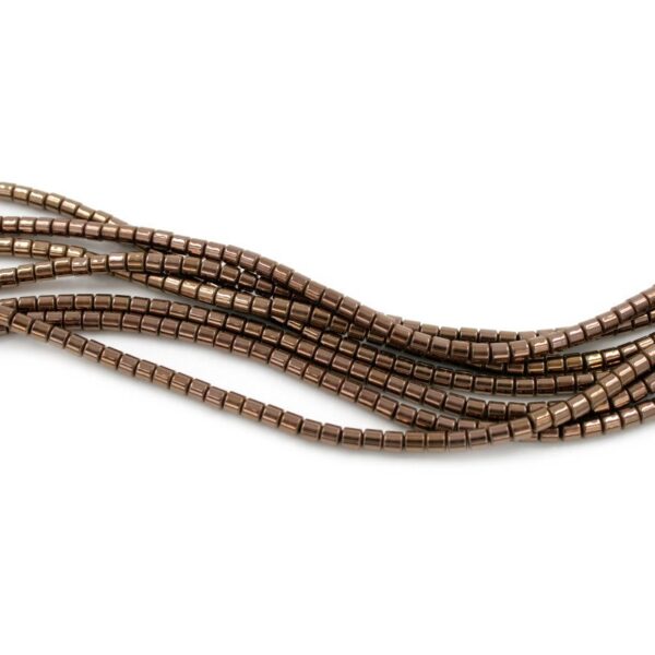Hematite strands cylindrical shape size 3mm - Copper color
