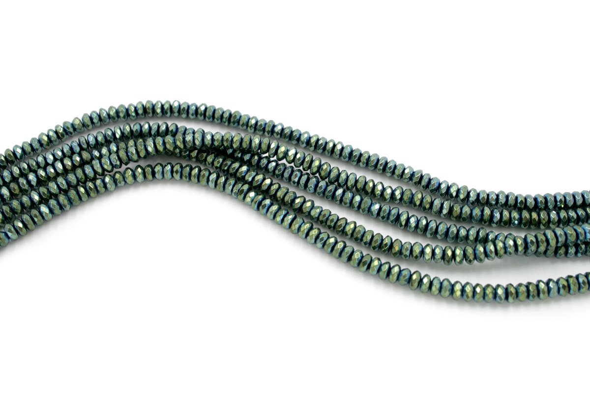 Ematite fili rondelle sfaccettate 4x2mm - Verde