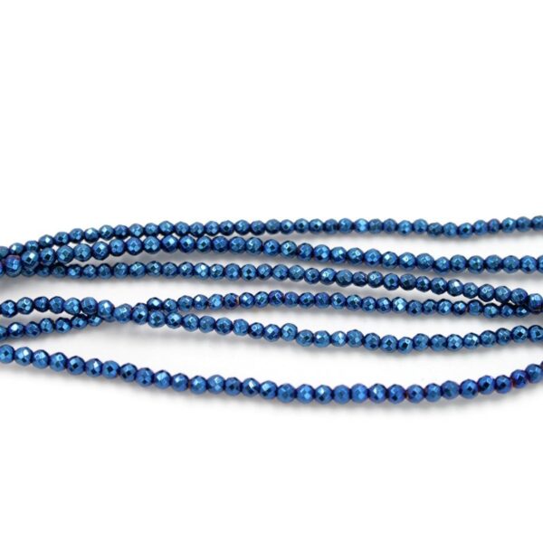 Hematite strands faceted round shape size 2mm - Blue color
