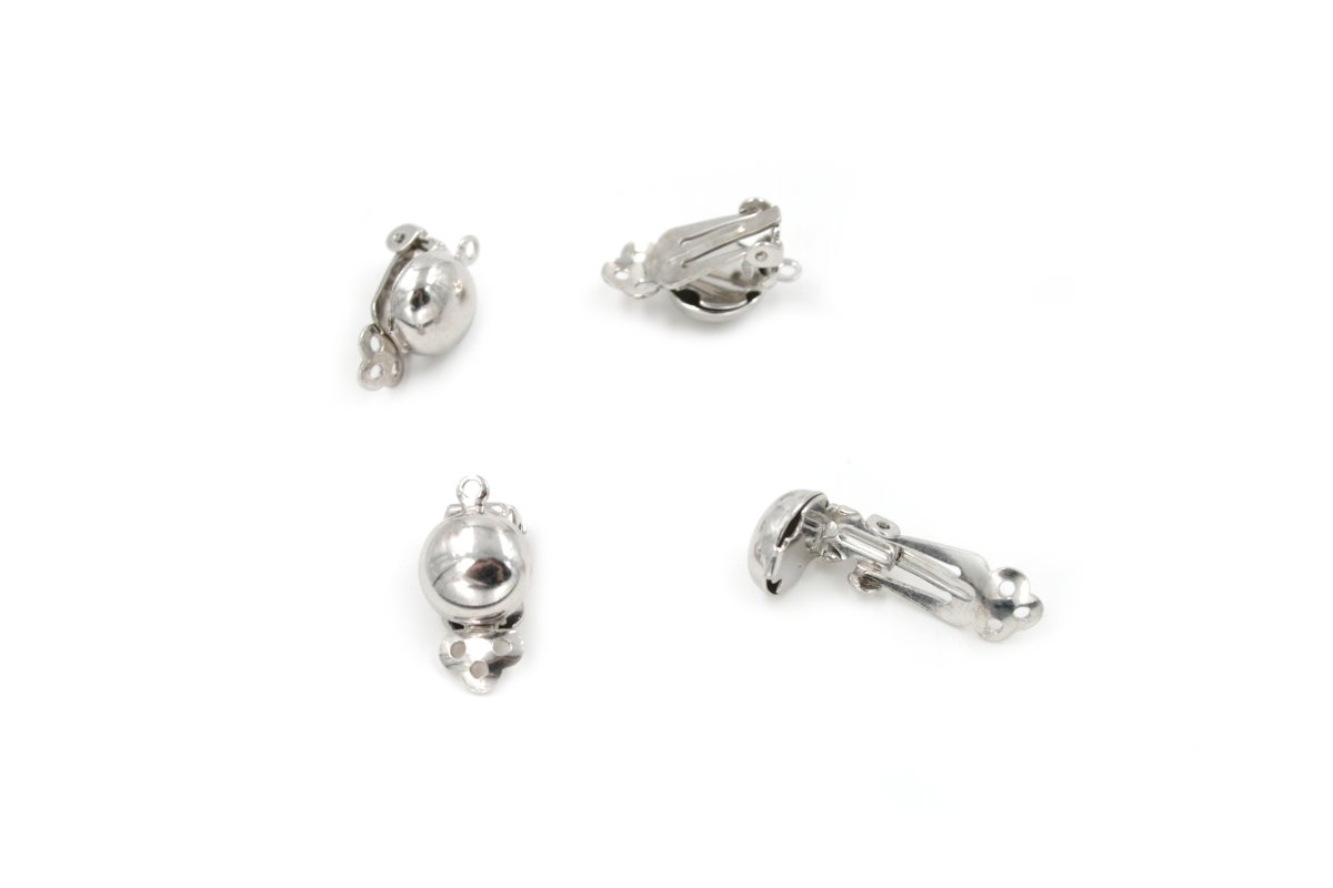 Orecchini argento clips semisfera 10mm rodiati