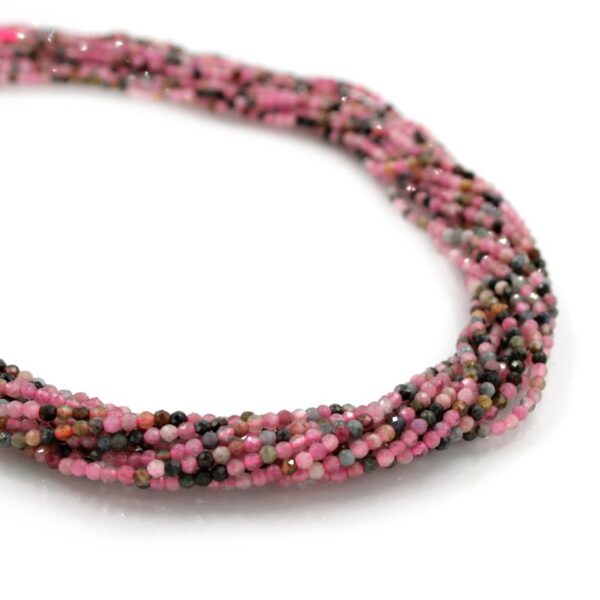 Tourmaline strands faceted round shape size 2-2,5mm