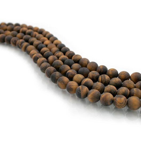 Frosted Tiger Eye strands round beads 6mm to 8mm