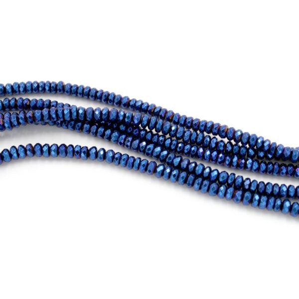 Hematite strands faceted washer shape size 4x2mm - Blue color