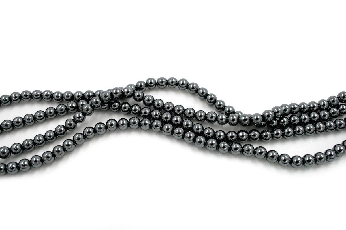 Hematite strands round shape size 6mm