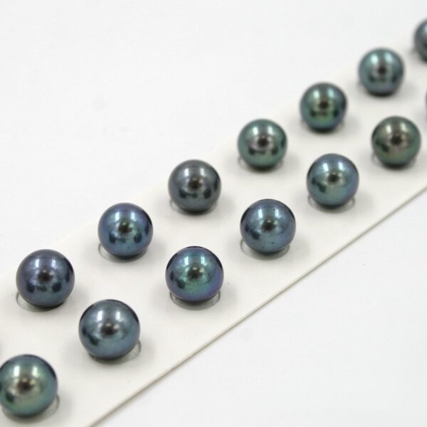 Fresh Water Pearls pairs round shape size 9-9½mm - Black Color