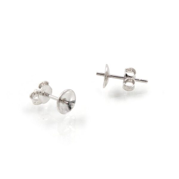 Sterling silver pressure earrings with butterfly backing cup size 6mm